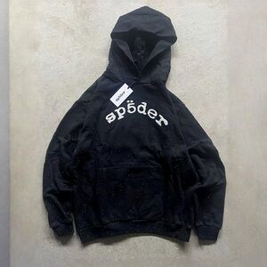 Sp5der VVS Rhinestone Hoodie Black Large